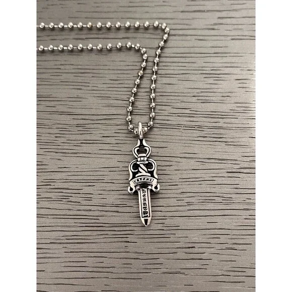 アクセサリー Chrome Hearts Dagger Charm & Ball Chain Chrome Hearts Ball Chain with Dagger Pendant – Justin Reed